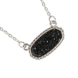 Black Druzy Pendant Necklace